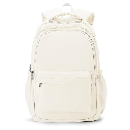 Image of WEPLAN School Backpack School Bag for Teenage Girls Boys College Rucksack Lightweight Schoolbag Casual Backpack Dayback Women Bookbag College Waterproof 14 Inch Laptop Backpacks,B2-Beige