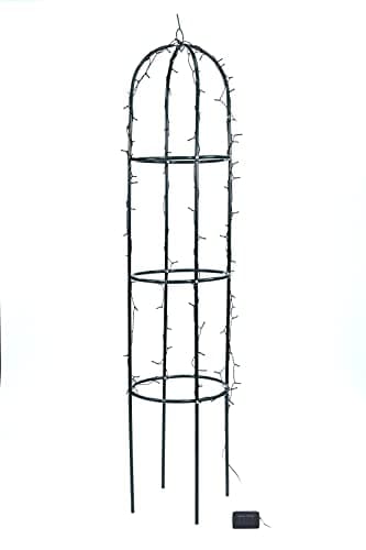 Image of Gardenwize - Solar Trellis Tower with Battery Backup – 100 LED Lights, Eco-Friendly, Solar-Powered Garden Decor, Illuminated Wall Trellis Panel, 195cm x 40cm