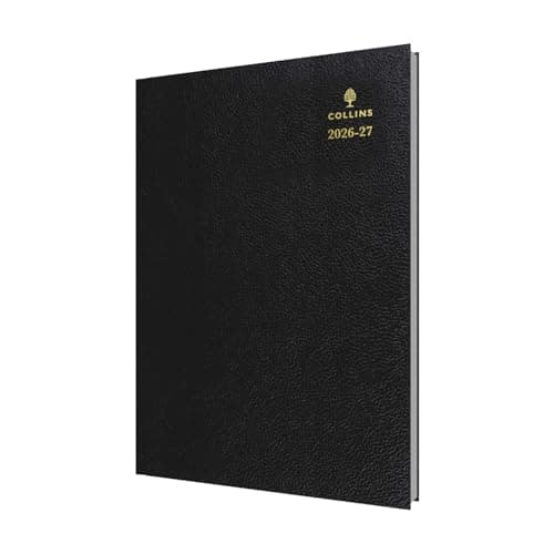 Image of 2026-2027 Mid/Academic Year Planner - 13 Month A4 Day-to-Page with Appointments - Collins Debden Desk Diary Black (44M.99-2627)
