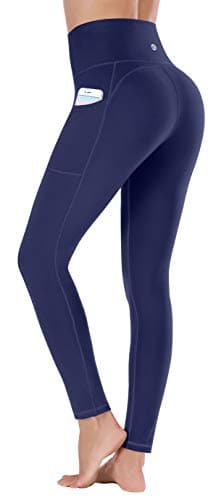 Image of Ewedoos Gym Leggings with Pockets Yoga Pants for Women High Waisted Sports Workout Running Leggings for Women Blue L