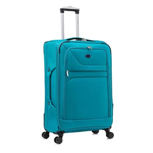 Image of Aerostar Large 29” Lightweight Softshell Expandable Suitcase, Integrated Combination Lock, 4 Wheels Check in Luggage for 23kg (Teal, 112 litres)