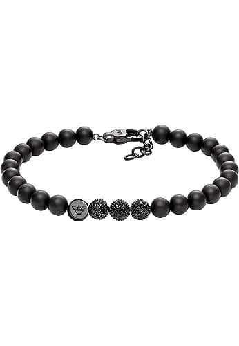 Image of Emporio Armani men's bracelet beads onyx black, EGS3030001