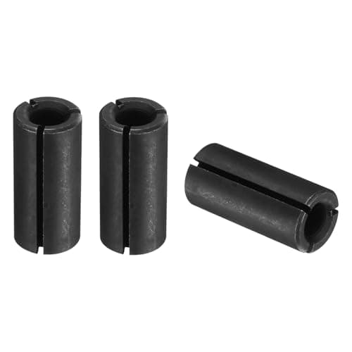 Image of sourcing map 3pcs Collet Adapter 12.7mm (1/2") to 6.35mm (1/4") Carbon Steel Router Collet Reduction Sleeve Tool Bit Shank Router Conversion Chuck Adapter for Woodworking CNC Engraving, Black