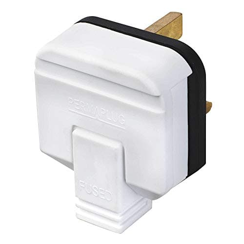 Image of Permaplug UK 3 Pin Mains Plug. 13 Amp Heavy Duty Black/Orange/White HDPT13B-01 (White)
