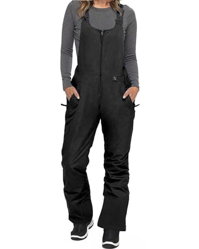 Image of Felcia Women Ski Bib Pants Waterproof Windproof Snowborad Overalls Thermal Insulation Adjustable Strap Romper Suspender Dungarees (Black A, L)