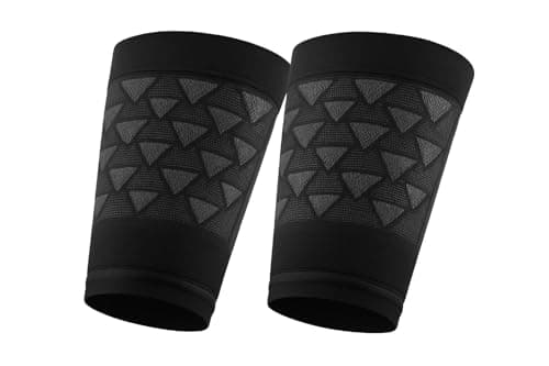Image of Thigh Compression Sleeves for Men & Women – Anti-Slip Hamstring & Quad Support Braces – Graduated Compression for Muscle Recovery, Injury Prevention, Sports & Gym – Black (1Pair) (L)