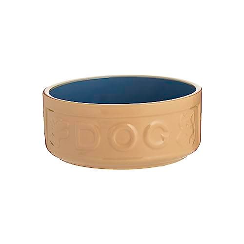 Image of Mason Cash Cane & Blue Dog Bowl 15 cm Ceramic Pet Food & Water Bowl for Medium & Large Dogs, 700ml Capacity, Non Tip, Dishwasher, Freezer & Microwave Safe
