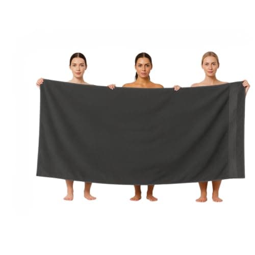 Image of Diamond Tex Premium Extra Large Bath Sheet jumbo towels (85x175 cm–600 GSM) 100% Egyptian Cotton towels bath sheet, Ultra Soft extra large towels, Luxury supersize big towels (1 Set, Charcoal Grey)