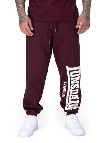 Image of Lonsdale London Logo Large Men's Tracksuit Bottoms, Red, M, 60% Cotton, 40% Polyester, Basics, Streetwear