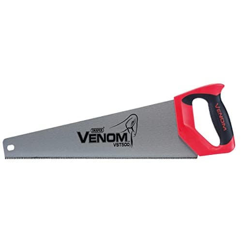 Image of Draper 82202 Venom Second Fix Triple Ground 12PPI Handsaw, 500 mm Blade Length, Red