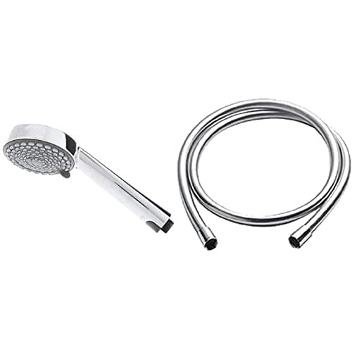 Image of Aqualisa 901506 Harmony Handset/Shower Head, Chrome, Grey & 555701 Smooth Shower Hose, 1.5m, Chrome