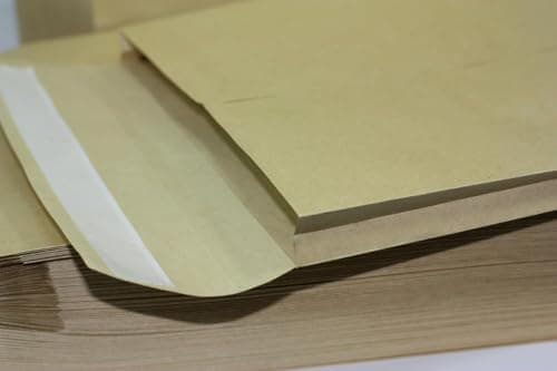 Image of Manilla Brown C4 Gusset Envelopes to Fit A4 Paper/Card Strong 26mm Expanding Archive Width Peel & Seal Envelopes, Paper Mailing Bags Pack of 10 (A4 + (324x229x26mm))