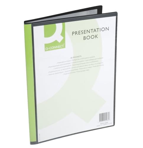 Image of Display Book Q-CONNECT with Front Cover Pocket PP A4 460 Micron 20 Pockets Black/Document Archiving/Type-20 Pockets/Kind-with a Pocket/Index-N.a. / Pockets-N/D/Material-PP/Dividers-N.a.
