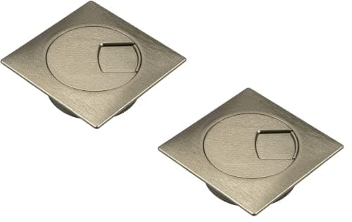 Image of Gedotec cable grommet desk made of sturdy ABS plastic | 2 pieces square cable grommets 60mm | Plaza | cable box stainless steel look | cable duct square for pressing in | cable duct