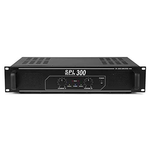 Image of Skytec SPL-300 2-Channel Power Amplifier – Stereo Class D Amplifier 300W for Home Audio, HiFi Speaker Systems, Rack Mount PA & DJ Setups with RCA Input