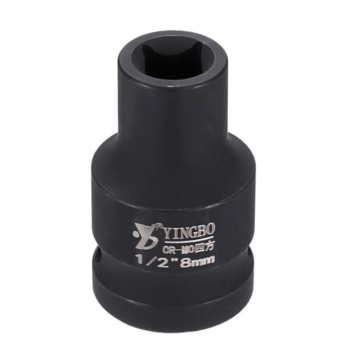 Image of sourcing map 4 Point Square Socket 1/2" Drive 8mm Metric Square Impact Socket 1.6" (40mm) Long 40CR Steel Phosphating Standard Wheel Sleeve Tool for Auto Repair Mechanical Home Use
