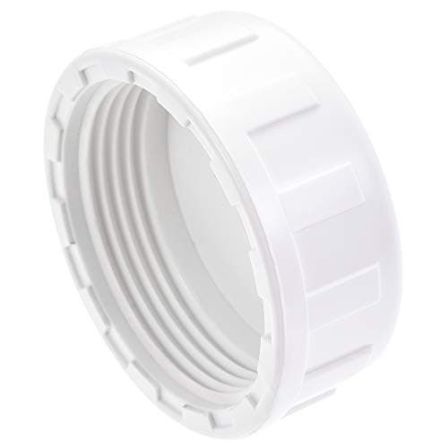 Image of sourcing map 1-1/2PT Pipe Fitting Cap, PVC Round Female Thread Hose Connector, for Garden and Outdoor Water Pipes End, White