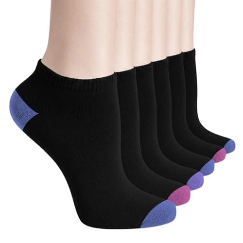 Image of Ladies 6 Pairs Trainer Ankle Socks – Stars, Stripes, Hearts, Design, Indoor/Outdoor Sports, Running, Walking, Athletic Wear & Home Workouts, Everyday Casual Wear Trainer Socks womens 4-7 Size