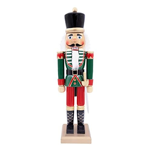 Image of The Christmas Workshop 81560 Wooden Nutcracker Soldier / 50cm Tall/Red & Green Coloured Nutcracker Christmas Decoration