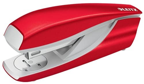Image of Leitz WOW 30-sheet stapler incl. 200x staples, ergonomic, made of metal with plastic elements, suitable for the office, home office, shops and school, red, 55021026
