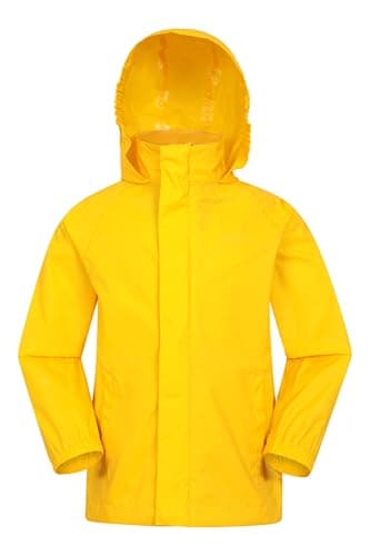 Image of Mountain Warehouse Pakka Kids Waterproof Jacket - Wind Resistant, Lightweight,Breathable Rain Coat for Girls & Boys, Packaway Bag - For Rain, Spring Summer Yellow Kids Size 5-6 Years