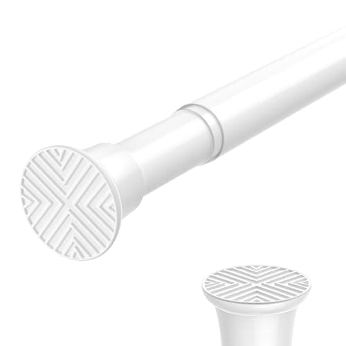 Image of Zipglo 1pc Tension Rods for Curtains 38-96cm, White Extendable Curtain Rods, Small Door Curtain Pole Telescopic Curtain Rod No Drill Adjustable Curtain Pole for Curtains, Doorway, Wardrobe