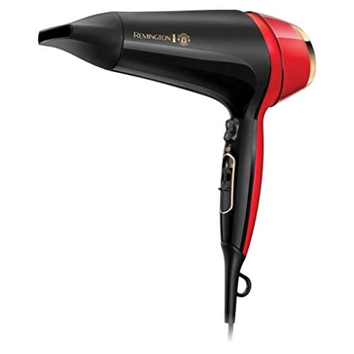 Image of Remington Manchester United Thermacare Pro 2400 Ionic Hair Dryer Performance Variable Heat and Speed Settings Including Storage Bag, Black and Red