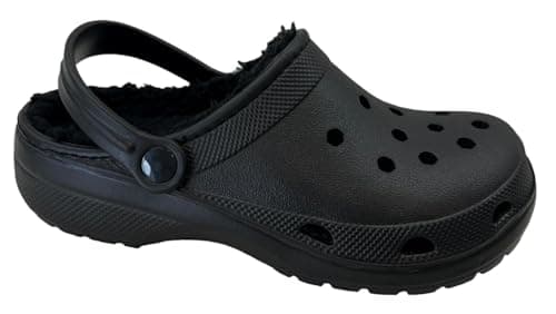 Image of Mens Clogs Fur Lined Slip ON Cosy Garden House Slippers Mules Sandals Black