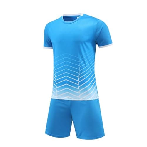 Image of Guoegh Kids Football Kits Boys Soccer Jersey Sets Sports Running Gym Shorts and T-Shirt Sets for Children 5-13 Years(Blue,7-8 Years)