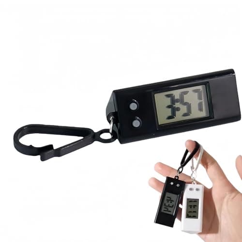 Image of Triangle Keychain Electronic Clock,Digital Keychains Watch with Clip,Small Clock Electronic Watches,Battery Alarm C/lock,Quiet Digital Display,Lightweight Backpack Accessory,Travel Alarm Clocks(Black)