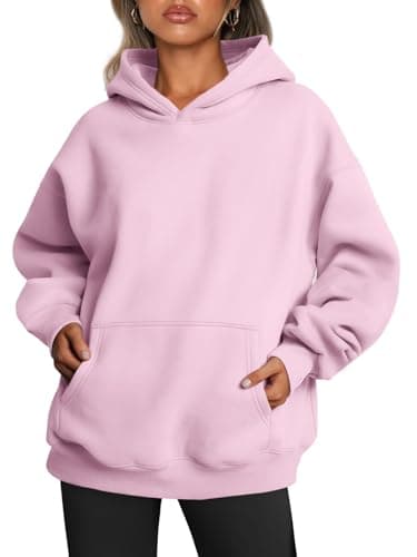 Image of Trendy Queen Womens Oversized Hoodies Fleece Sweatshirts Long Sleeve Sweaters Pullover Fall Outfits Winter Clothes, Pale Pink, S