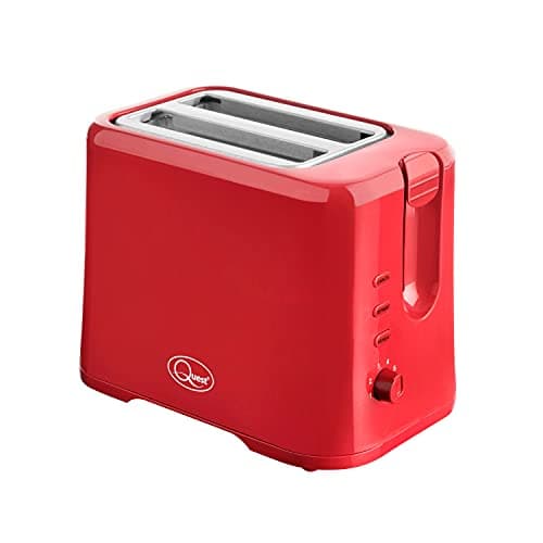 Image of Quest 34299 2 Slice Toaster / Variable Browning Control / Reheat and Defrost / Crumb Tray and Cord Storage, Red, 870W