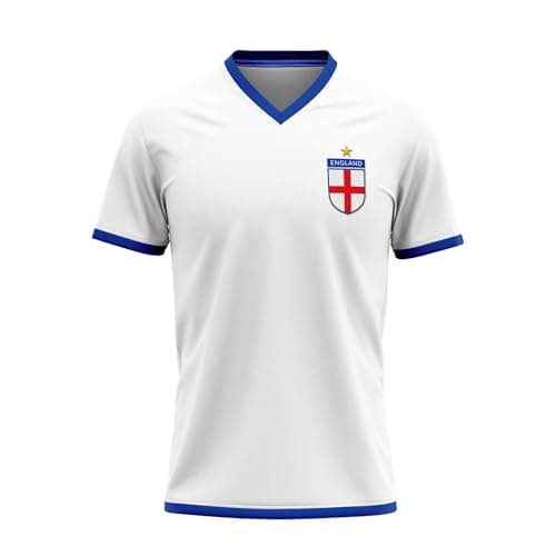 Image of DSL England Football Shirt with England Printed Back - Unisex Breathable Fabric World Cup Euros Training Size XL White