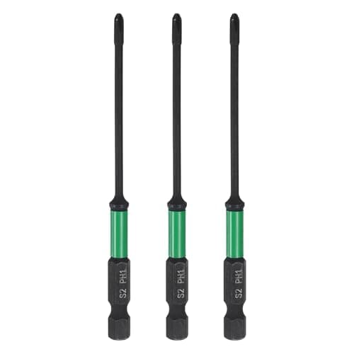 Image of sourcing map 3pcs #1 Impact Phillips Screwdriver Bit PH1 1/4" Hex Shank 4" (100mm) Long 0.1" Rod Magnetic Cross Head Drill Bits S2 Steel Industrial Screw Driver for Impact Power Drivers
