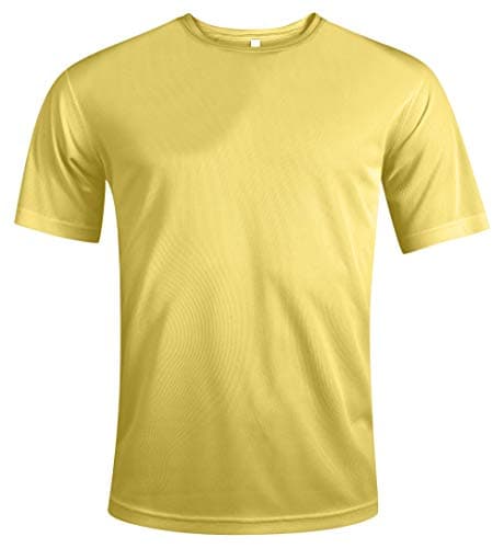 Image of MKR Quick Drying Breathable Cooling Short Sleeve Sports T-Shirt with UPF40+ Sun UV Protection (Candy Yellow, M)