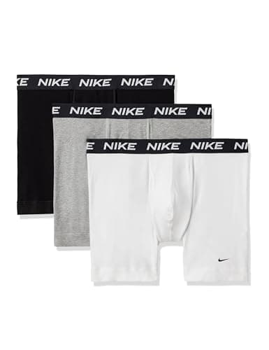 Image of Nike Men's All Day Cotton Stretch Boxer Brief W/Fly Underwear (3-Pack), White/Heather Grey/Black, L