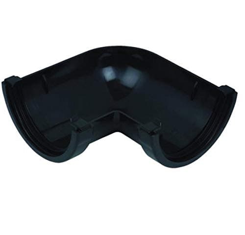 Image of FLOPLAST 112mm Round Gutter Pipe 90 Degree Angle - Black - Pack of 2