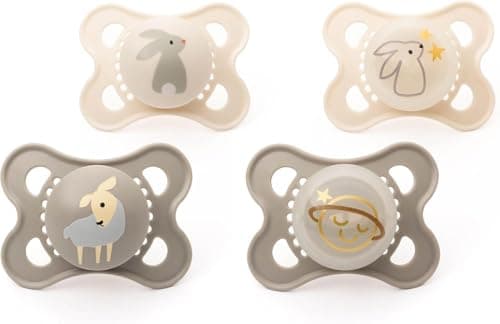 Image of MAM Original Day & Night Soothers | 0-6 Months | 4 Pack | Includes 2X Glow in The Dark Dummies | Orthodontic Design | Baby Accessories | Pink (Various Designs)