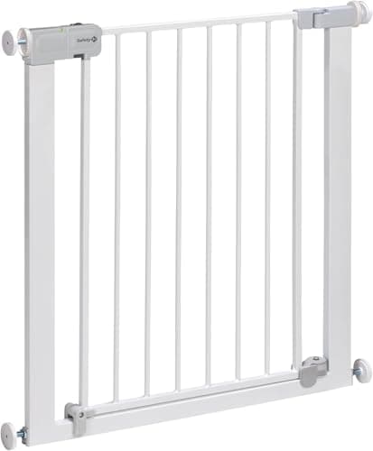 Image of Safety 1st Auto Close Gate, Baby Stair Gate Pressure Fit, 73-80cm (max. 136cm), Automatic Closing, One-Hand Opening, No-Screw Installation (No Drilling), Double Lock System, White
