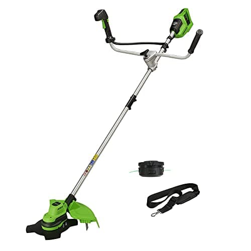 Image of Greenworks 48V Cordless Brushcutter with Grass Trimmer, 38cm Cutting Width, Bike Handle, 5.95kg Easy to use, 25cm Blade, WITHOUT Batteries & Charger, 3 Year Guarantee