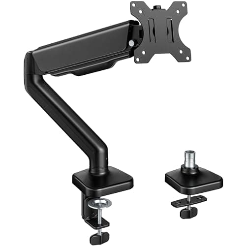 Image of monTEK Single Monitor Arm Fully Adjustable Monitor Mount Fits 17-32 inch Screens Desk Monitor Stand up to 19.8lbs with Clamp/Grommet, Cable Management, Quick Release Plate, VESA 75/100mm, MA1013BK