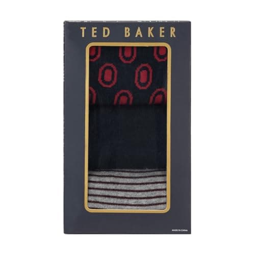 Image of Ted Baker Mens Formal Crew Socks Blue/Red Mix Mens 7-11