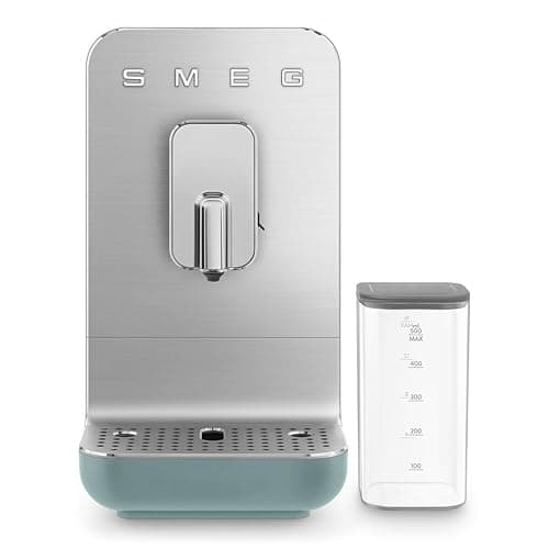 Image of Smeg BCC13EGMUK Bean to Cup Coffee Machine with an Integrated Milk System, 1.4L, 1350W, Matte Emerald Green (Renewed)