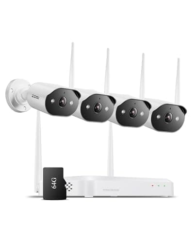 Image of ZOSI WI-FI 6 Wireless CCTV Camera System, 4x 3.0MP Plug-in Outdoor Security IP Cameras，4K 8MP 8CH NVR with 64GB Local Storage, Color Night Vision, AI Person Detection, Siren Alarm, 2-Way Audio