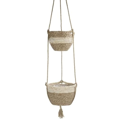 Image of Lnhgh 2 Tier Hanging Planter Basket, Rope Plant Hanger, Double Plant Hanging Planter Basket,Woven Flower Pot For Organizing Decorative Living Room Bathroom Bedroom