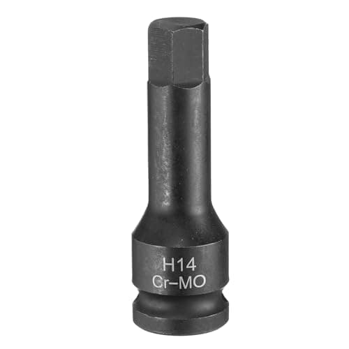 Image of Sourcing Map 14mm Hex Impact Bit Socket H14 1/2" CR-MO Steel Phosphate Black Drive Adapter for Auto Mechanics Work Repair and Maintenance