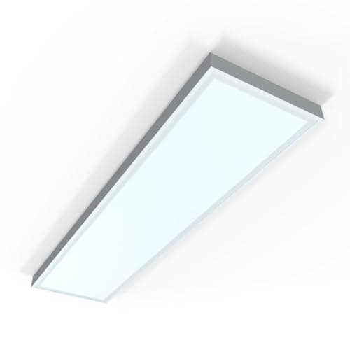 Image of Simple Lighting® 1200x300mm Surface Mounted LED Panel Light, 40W, 4000 Lumens, CCT Switchable (3000K/4000K/6000K), 65mm Profile, Backlit, Office Ceiling Panel