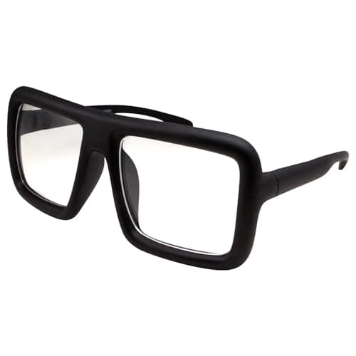 Image of grinderPUNCH Thick Square Frame Clear Lens Glasses Eyeglasses Super Oversized Fashion and Costume - Matte Black