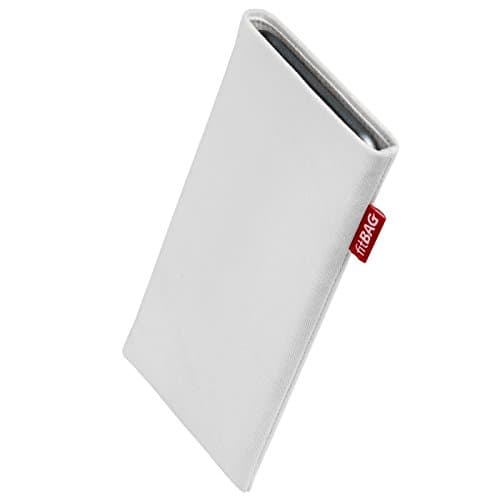 Image of fitBAG Rock White custom tailored sleeve for Apple iPhone 5 / 5s / SE 16GB 32GB 64GB | Made in Germany | Fine suit fabric pouch case cover with MicroFibre lining for display cleaning