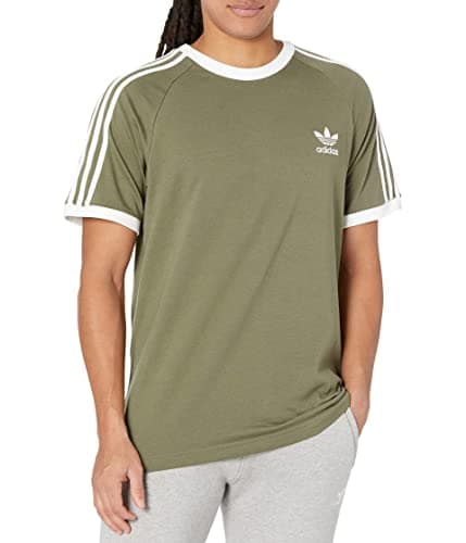 Image of adidas Originals Men's Originals 3 Stripes Tee, Clear Sky, Medium, Olive Strata, Large